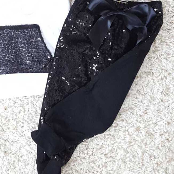 Toddler Girl Black Sequin Jogging Suit 2/3t - Picture 2 of 2